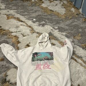 Popular Poison White Hoodie with Pink and Black Graphic